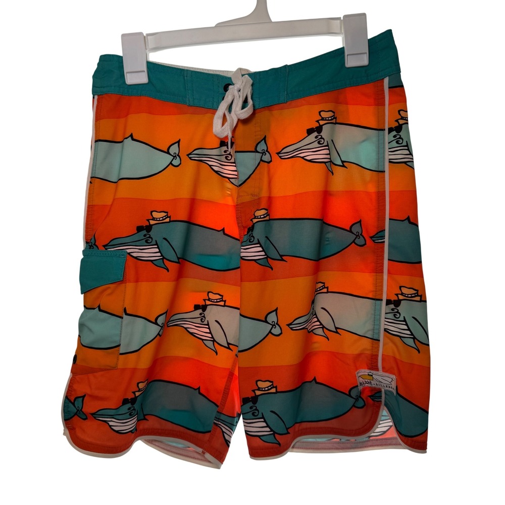 Billabong Andy Davis Whale Surf Board Shorts Men's Size‎ 29 Orange Teal
